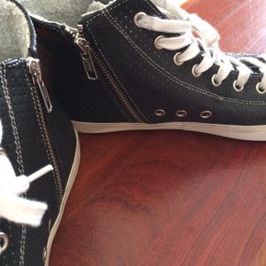 Italian-made perforated leather high top